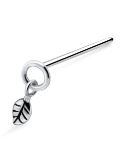 Dangling Leaf Silver Straight Nose Stud NSKA-555